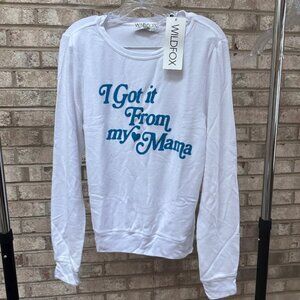 NEW Wildfox I Got It From My Mama White Long Sleeve Sweatshirt - Women's Small